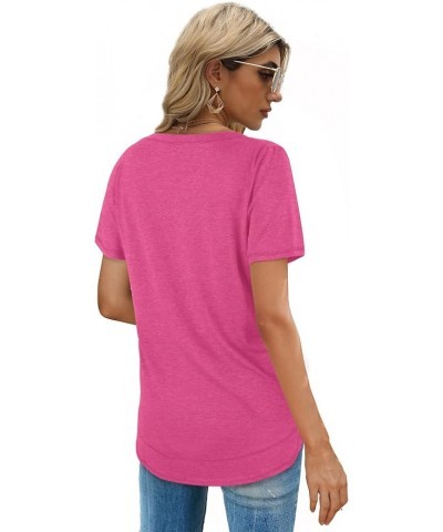 Womens Tops Short Sleeve Summer T-Shirts Curved Hem Casual Fashion Shirts 1-hotpink $12.76 T-Shirts