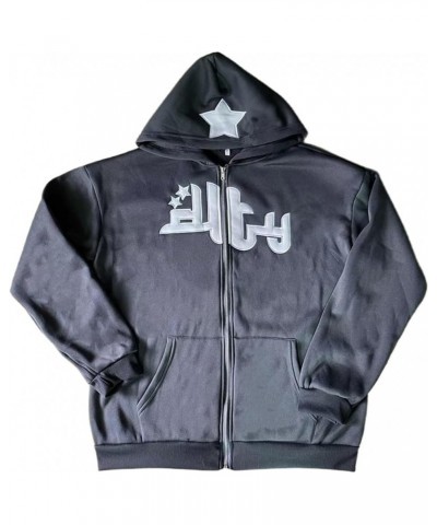 Zip Up Hoodies Womens Men Jackets Loose Fit Y2k Star And Cross Graphic Print Sweatshirts Gothic Oversized Jackets 0701a-grey ...