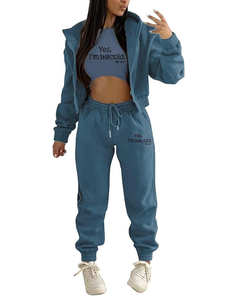 Sweatsuits For Women Set 3 Piece, Womens Hoodies And Sweatpants Sports Suit Tracksuit Athletic Jogging Suits 2-navy $9.17 Act...