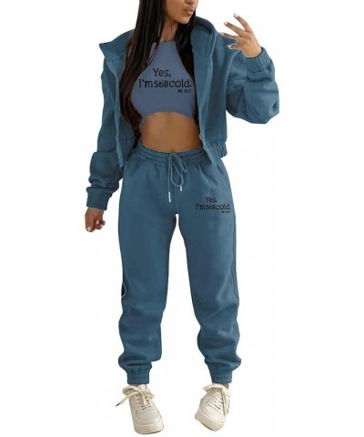 Sweatsuits For Women Set 3 Piece, Womens Hoodies And Sweatpants Sports Suit Tracksuit Athletic Jogging Suits 2-navy $9.17 Act...