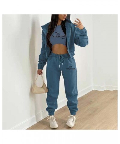 Sweatsuits For Women Set 3 Piece, Womens Hoodies And Sweatpants Sports Suit Tracksuit Athletic Jogging Suits 2-navy $9.17 Act...