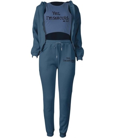 Sweatsuits For Women Set 3 Piece, Womens Hoodies And Sweatpants Sports Suit Tracksuit Athletic Jogging Suits 2-navy $9.17 Act...