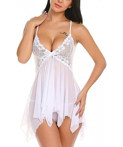 Plus Size Nightgowns for Women Sexy Women Sexy Nightgown Silk Pajama Dress Night Gowns for Adult Women Silk A-white $9.83 Sle...