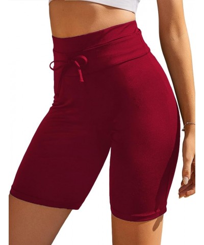 Women's Board Shorts High Waist Swim Shorts Beach Surf Swimwear Shorts Wine Red $17.09 Swimsuits