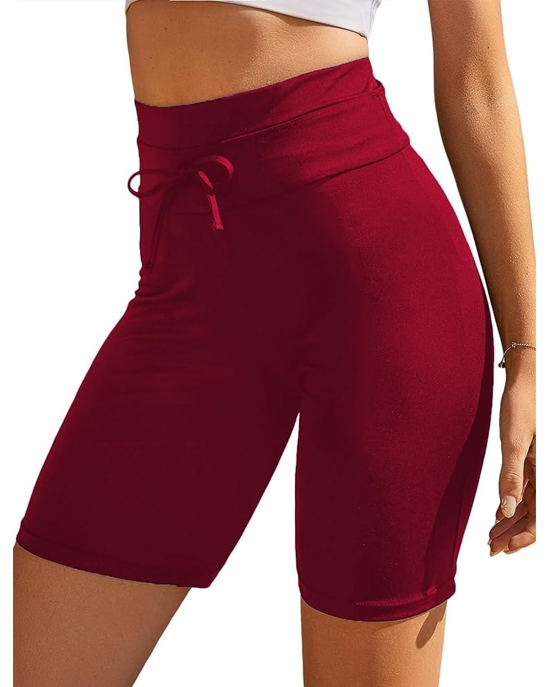 Women's Board Shorts High Waist Swim Shorts Beach Surf Swimwear Shorts Wine Red $17.09 Swimsuits