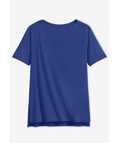 Women's Plus Size Perfect Short-Sleeve Boatneck Tunic Seamist Blue $11.23 Others