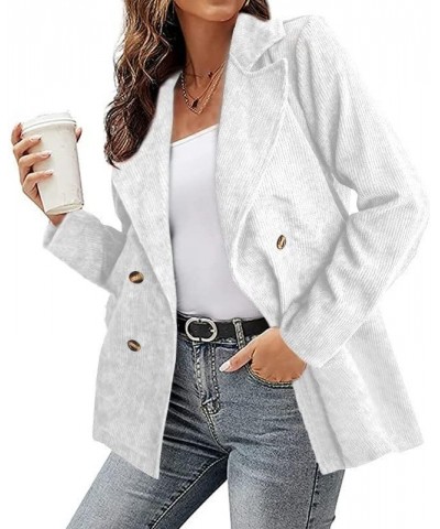 Womens Casual Corduroy Blazers Long Sleeve Open Front Button Boyfriend Work Office Jackets Blazer 2023 Fall Blazer 02white $1...