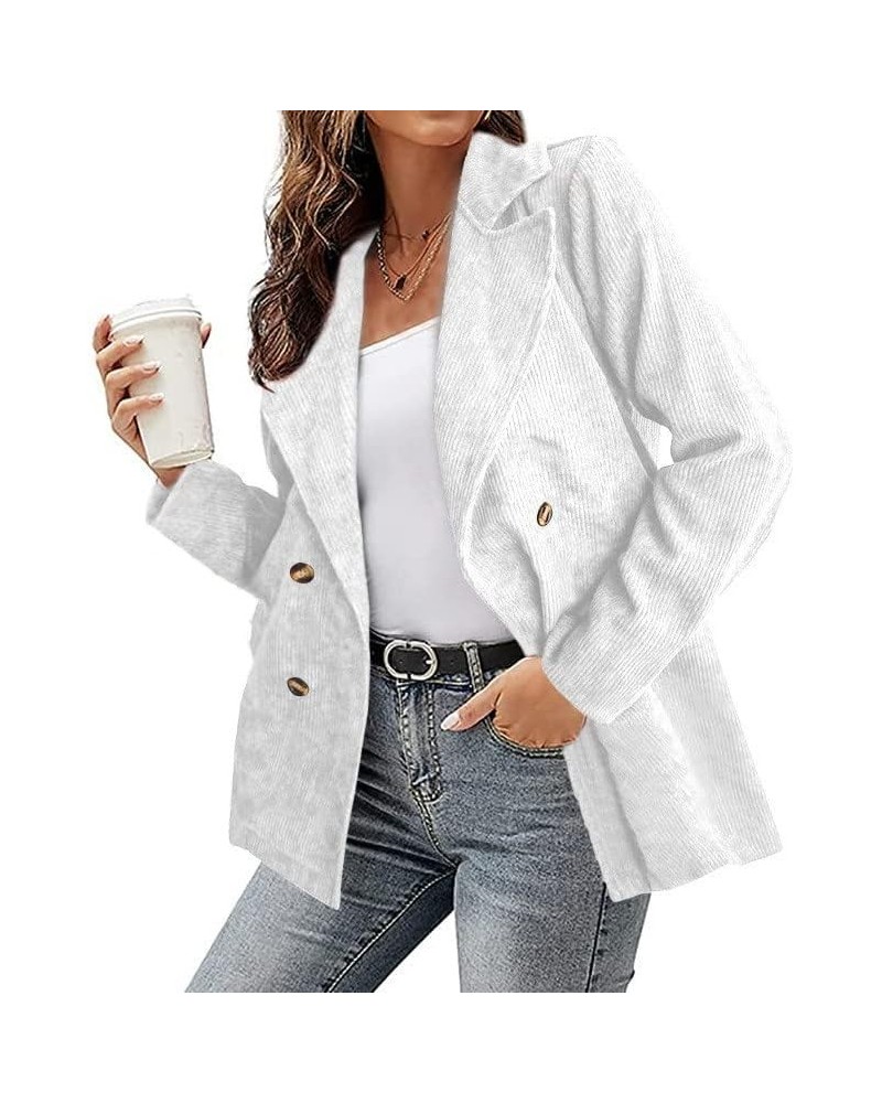 Womens Casual Corduroy Blazers Long Sleeve Open Front Button Boyfriend Work Office Jackets Blazer 2023 Fall Blazer 02white $1...