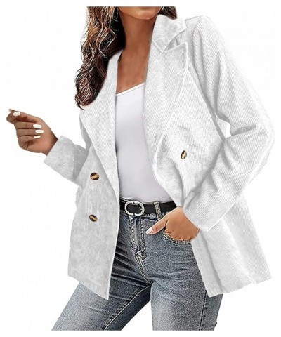 Womens Casual Corduroy Blazers Long Sleeve Open Front Button Boyfriend Work Office Jackets Blazer 2023 Fall Blazer 02white $1...