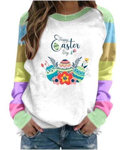 Happy Easter Sweatshirt for Women Cute Bunny Rabbit Long Sleeve Tunic Tops Easter Eggs Graphic Crewneck Pullover Blouse 2024 ...