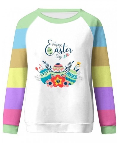 Happy Easter Sweatshirt for Women Cute Bunny Rabbit Long Sleeve Tunic Tops Easter Eggs Graphic Crewneck Pullover Blouse 2024 ...