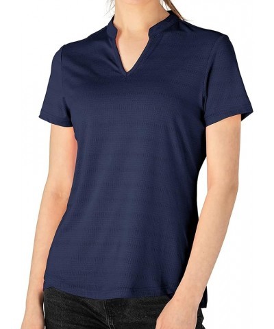 Women's Dry Fit Golf Polo Shirts Short Sleeve V Neck Collarless Athletic Activewear Shirts Navy $15.36 Shirts