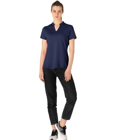 Women's Dry Fit Golf Polo Shirts Short Sleeve V Neck Collarless Athletic Activewear Shirts Navy $15.36 Shirts