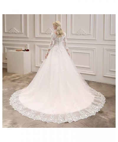 Beach Wedding Dresses for Bride 2023 Bridal Gowns Illusion Long Sleeve Wedding Gowns for Women B-ivory $73.44 Dresses