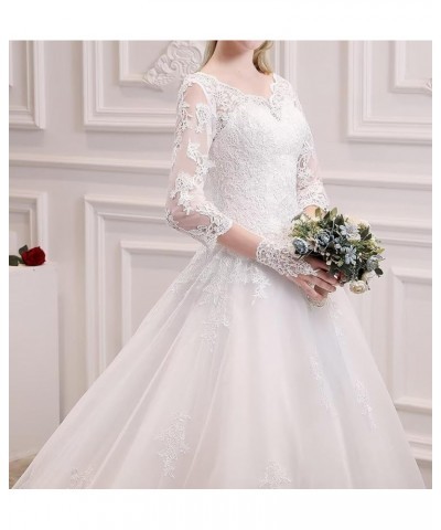 Beach Wedding Dresses for Bride 2023 Bridal Gowns Illusion Long Sleeve Wedding Gowns for Women B-ivory $73.44 Dresses