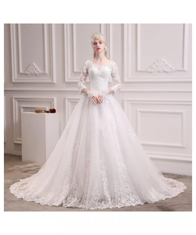 Beach Wedding Dresses for Bride 2023 Bridal Gowns Illusion Long Sleeve Wedding Gowns for Women B-ivory $73.44 Dresses