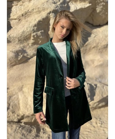 Women's Velvet Blazer Jackets Casual Long Sleeve Lapel Collar Pocketed Blazer Suits Work Outfits Green $35.39 Blazers