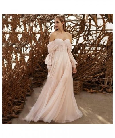 Women's Tulle Long Prom Dress Puffy Sleeve 2023 Off Shoulder Sweetheart Vintage Evening Party Gowns Lilac $32.40 Dresses