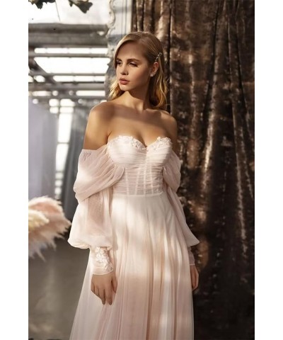 Women's Tulle Long Prom Dress Puffy Sleeve 2023 Off Shoulder Sweetheart Vintage Evening Party Gowns Lilac $32.40 Dresses