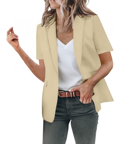 Business Clothes for Women Women's Sleeveless Coat Solid Color Cardigan Suit Casual Lapel Women Suits for Work Z1-khaki $11.8...