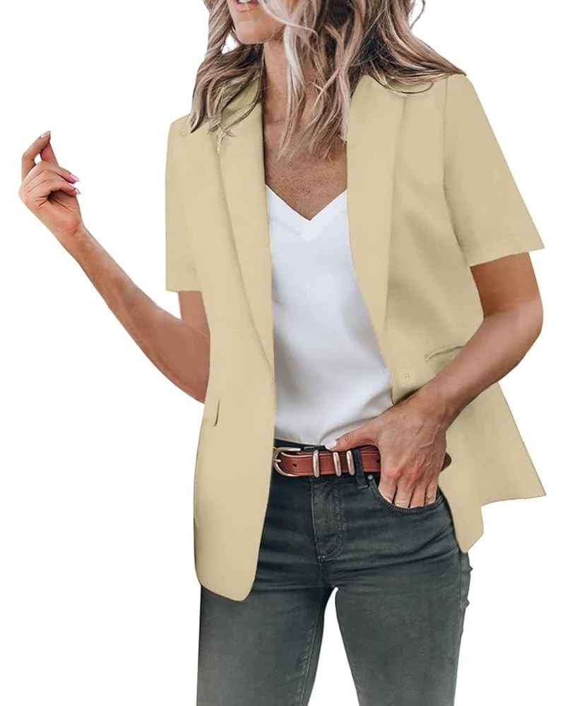 Business Clothes for Women Women's Sleeveless Coat Solid Color Cardigan Suit Casual Lapel Women Suits for Work Z1-khaki $11.8...