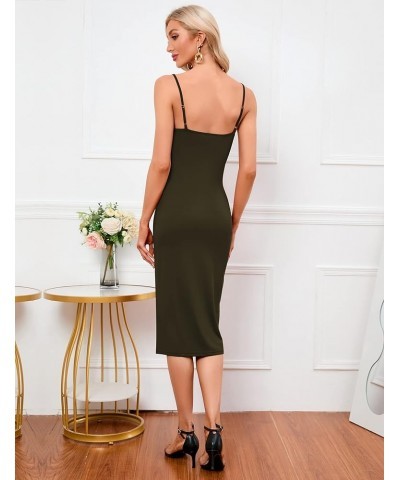 Women Full Slip Under Dresses Sleeveless Adjustable Spaghetti Strap Cami Maxi Dress Nightgowns Sleepwear Z-midi-army Green $1...