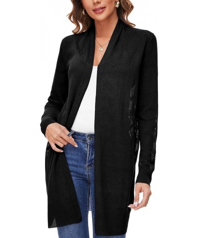 Women's Open Front Long Shawl Cardigan Sweater with Pockets 2404-black $19.75 Sweaters