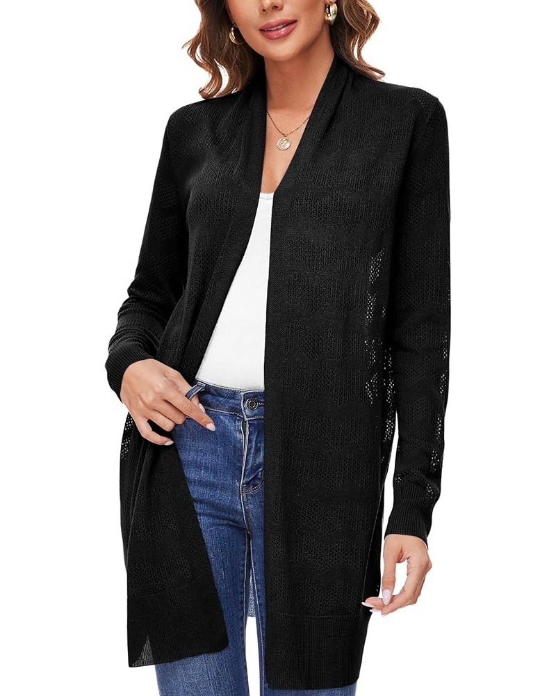 Women's Open Front Long Shawl Cardigan Sweater with Pockets 2404-black $19.75 Sweaters