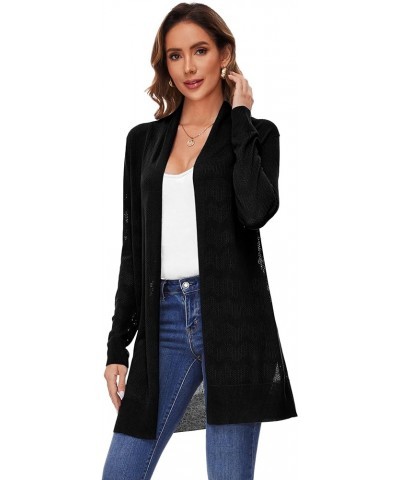 Women's Open Front Long Shawl Cardigan Sweater with Pockets 2404-black $19.75 Sweaters