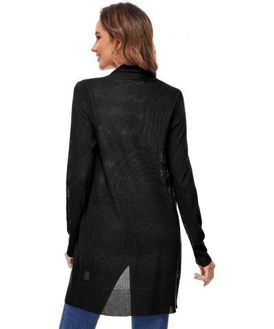 Women's Open Front Long Shawl Cardigan Sweater with Pockets 2404-black $19.75 Sweaters