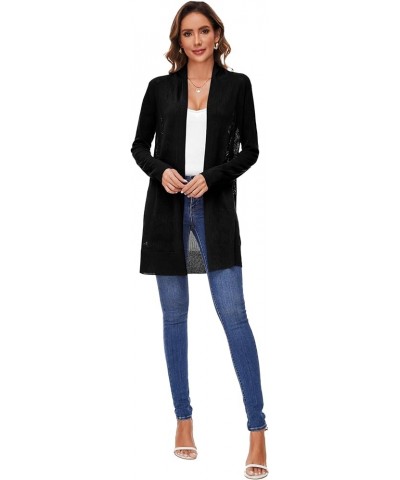 Women's Open Front Long Shawl Cardigan Sweater with Pockets 2404-black $19.75 Sweaters