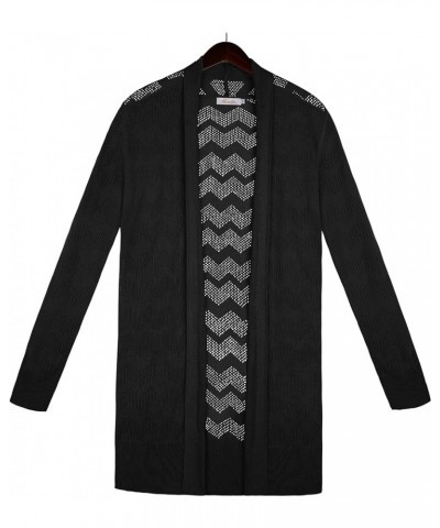 Women's Open Front Long Shawl Cardigan Sweater with Pockets 2404-black $19.75 Sweaters