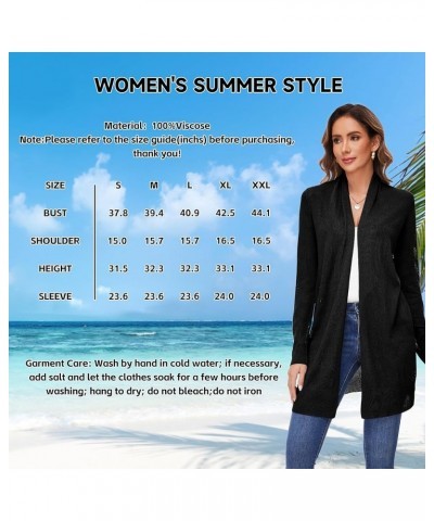 Women's Open Front Long Shawl Cardigan Sweater with Pockets 2404-black $19.75 Sweaters