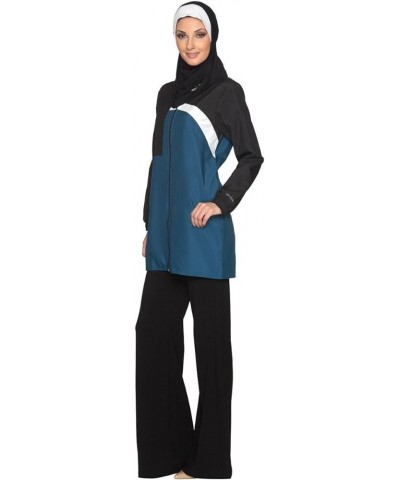 Womens Modest Long Lightweight Sport Track Running Athletic Active Jacket - Blue/Black Blue/Black $35.20 Jackets