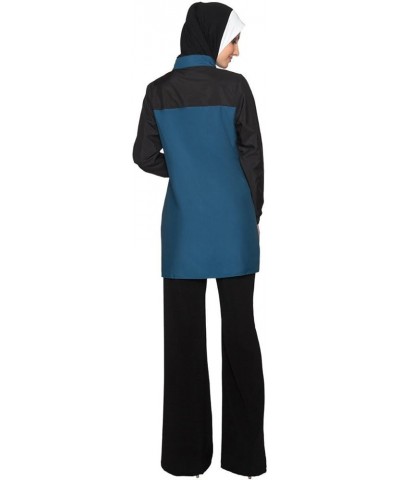 Womens Modest Long Lightweight Sport Track Running Athletic Active Jacket - Blue/Black Blue/Black $35.20 Jackets