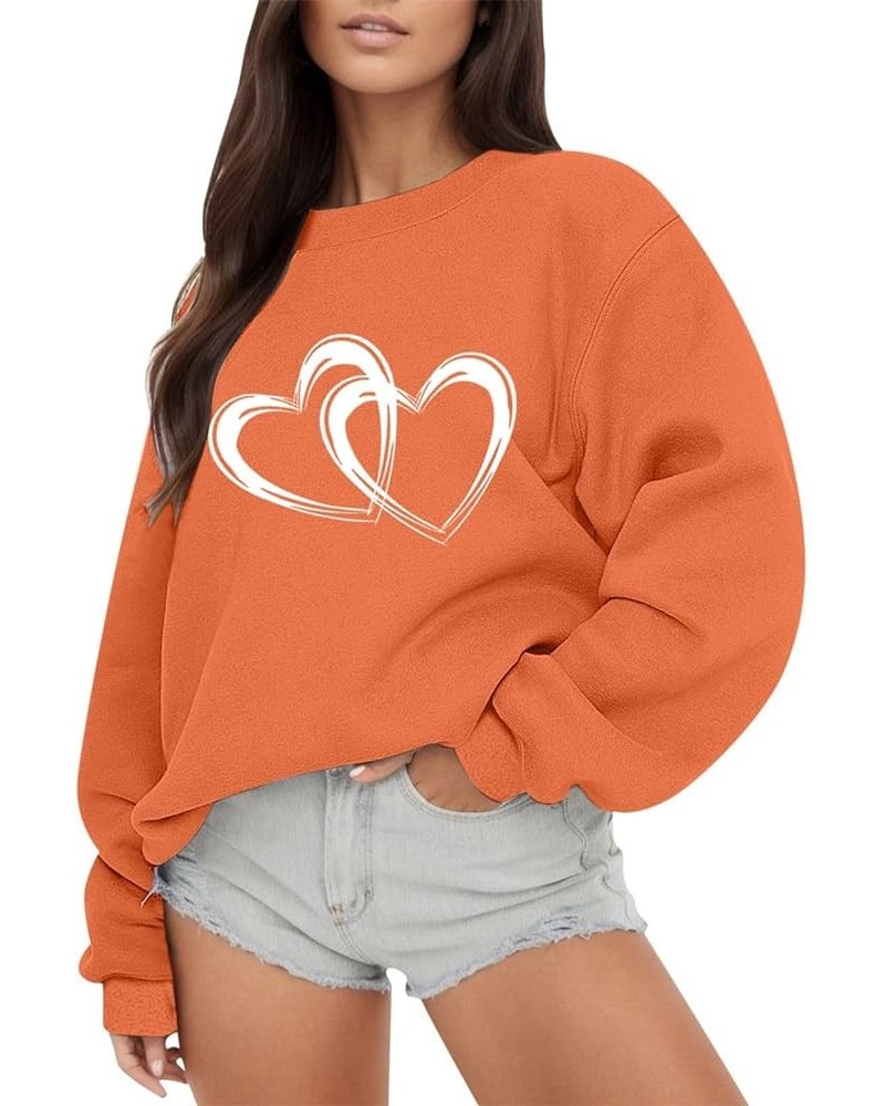 Long Sleeve Shirts for Women Valentine's Day Pullover Sweatshirts Print Off The Shoulder Fashion Plus Size Tops Z02 Orange $9...