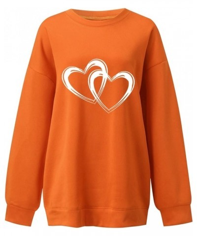 Long Sleeve Shirts for Women Valentine's Day Pullover Sweatshirts Print Off The Shoulder Fashion Plus Size Tops Z02 Orange $9...