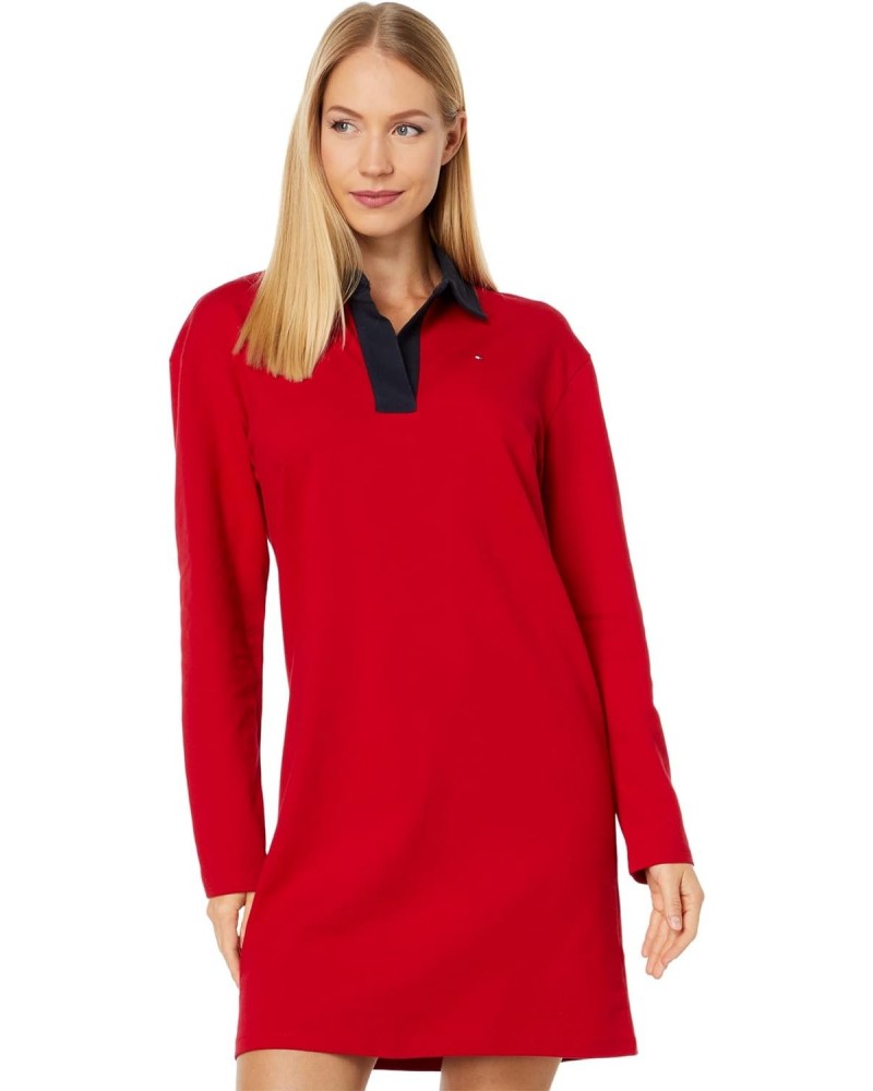 Womens Pique Rugby Shift Dress Red M $21.24 Dresses