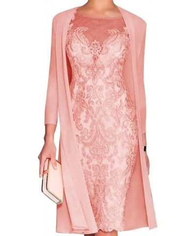 Mother of The Bride Dresses with Jackets Chiffon Lace Wedding Guest Dress Two Pieces Mermaid Formal Evening Dress Coral $41.2...