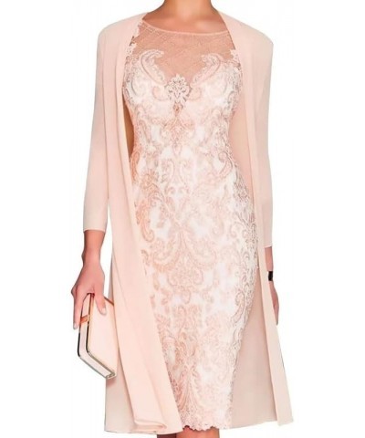 Mother of The Bride Dresses with Jackets Chiffon Lace Wedding Guest Dress Two Pieces Mermaid Formal Evening Dress Coral $41.2...