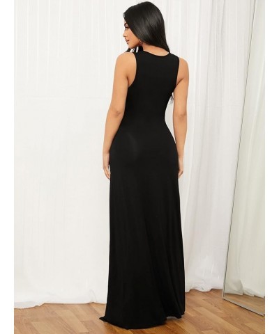 Women's Plunging Deep V Bandage High Split Sexy Dress Solid Bodycon Maxi Dress Black $30.15 Dresses