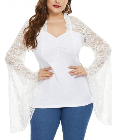 Women's Vintage Gothic Lace Flare Sleeves T Shirt Tops Victorian Blouse White $10.25 Blouses