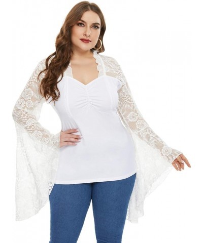 Women's Vintage Gothic Lace Flare Sleeves T Shirt Tops Victorian Blouse White $10.25 Blouses