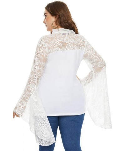 Women's Vintage Gothic Lace Flare Sleeves T Shirt Tops Victorian Blouse White $10.25 Blouses