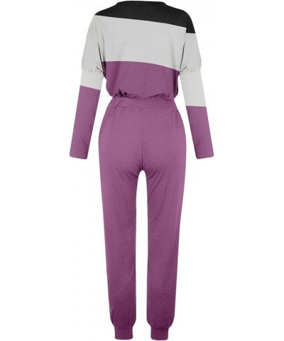 Sweat Suit for Women 2 Piece Set Long Sleeve Pullover Sweatshirt Baggy Sweatpants Sets Pockets Oversized Tracksuits Purple~li...