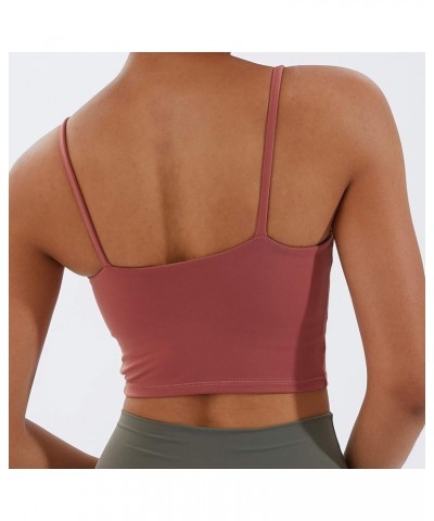 Women's Strappy Stretch Sports Bra Longline Yoga Tank Top Fitness Bra Workout Camisole Crop Tops for Teen Girl Sunset Red $11...