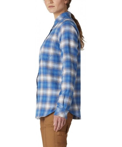 Women's Long Sleeve Plaid Flannel Shirt Ombre Blue Grey Plaid $19.94 Blouses