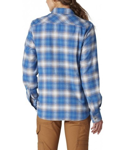 Women's Long Sleeve Plaid Flannel Shirt Ombre Blue Grey Plaid $19.94 Blouses