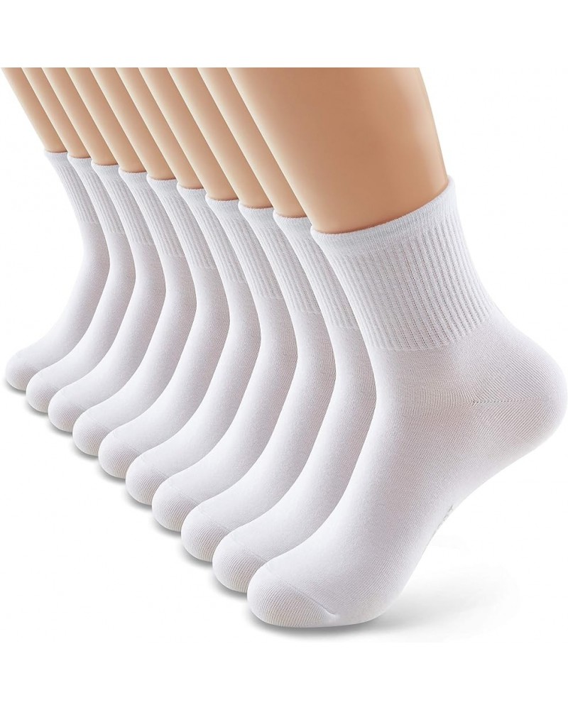 Women's 1/10 Pack Comfortable Casual Cotton Quarter Crew Socks White (10 Pairs) $17.09 Socks