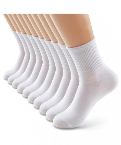 Women's 1/10 Pack Comfortable Casual Cotton Quarter Crew Socks White (10 Pairs) $17.09 Socks